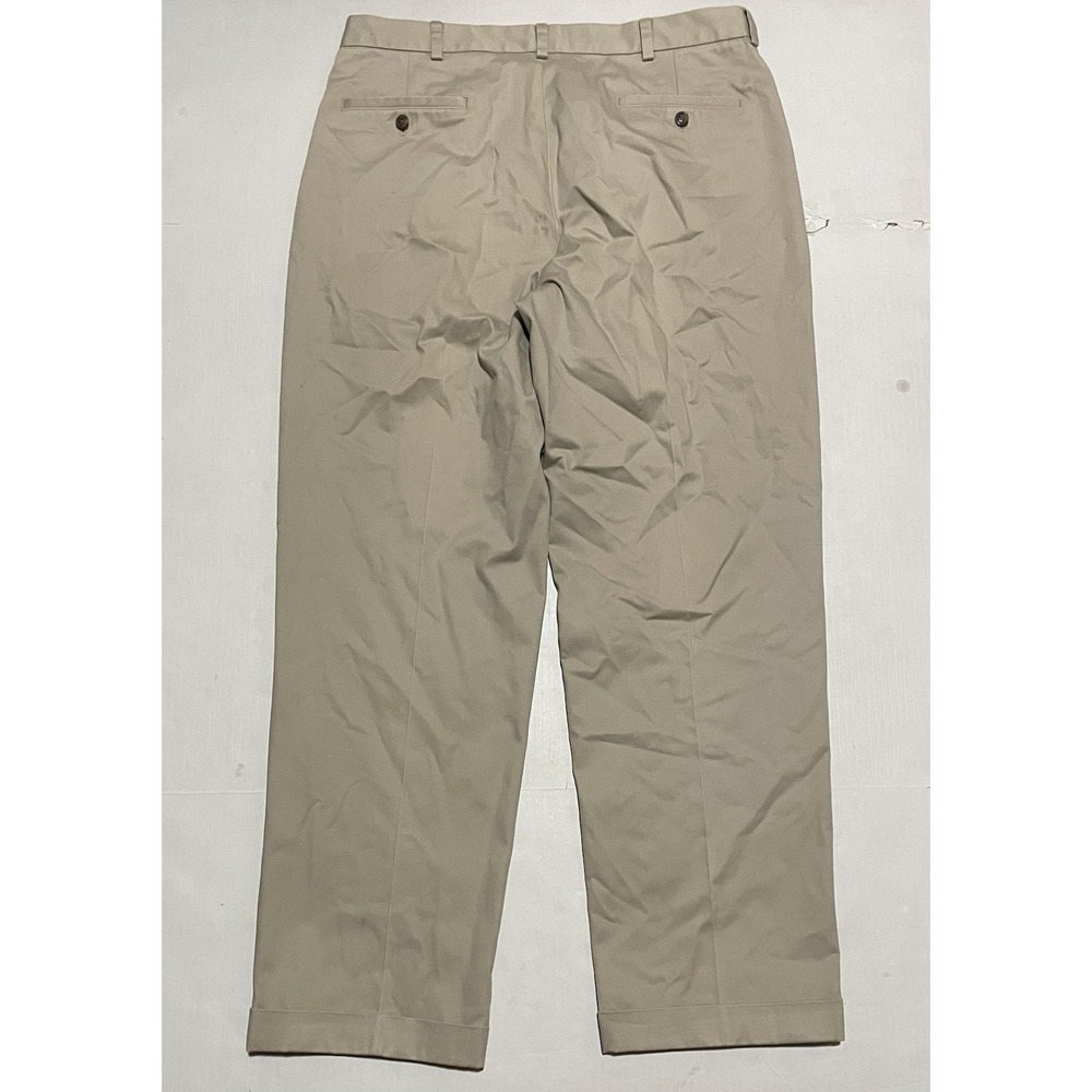 Brooks Brothers Tan Pants 36‎ X 31.5 Advantage Chino Elliot Pleated Cuffed 346 - Picture 7 of 7